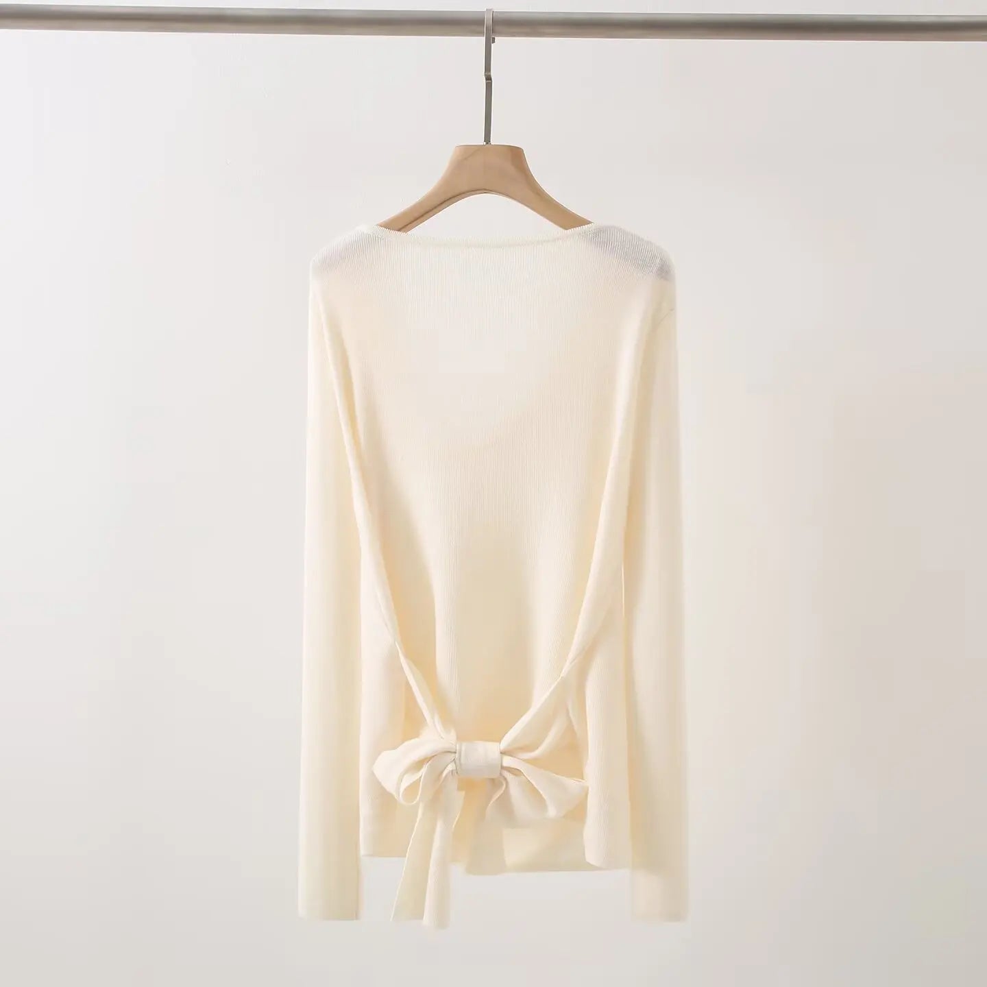 Casual Knitted Sweater Women's Slim Fit Fashionable Early Autumn Wind Neckline Y733203 Street Style Thin Long Sleeve Pure Color