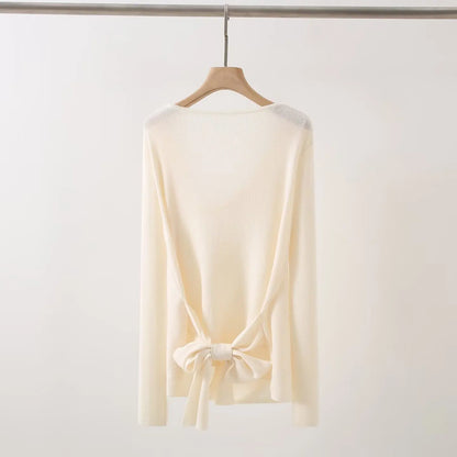 Casual Knitted Sweater Women's Slim Fit Fashionable Early Autumn Wind Neckline Y733203 Street Style Thin Long Sleeve Pure Color