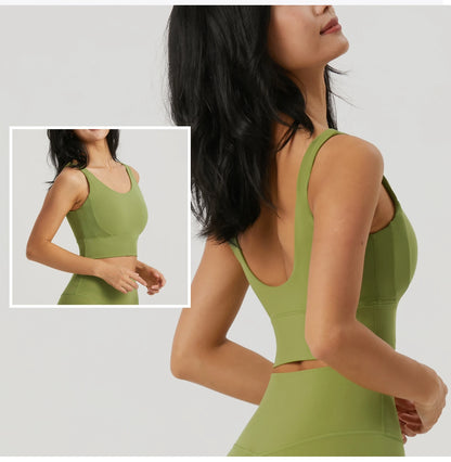 Seamless Yoga Set Women Gym Clothing Sports Bra Semi-Fixed Cups Workout Tops Anti Rolling Yoga Leggings with Pocket Tights