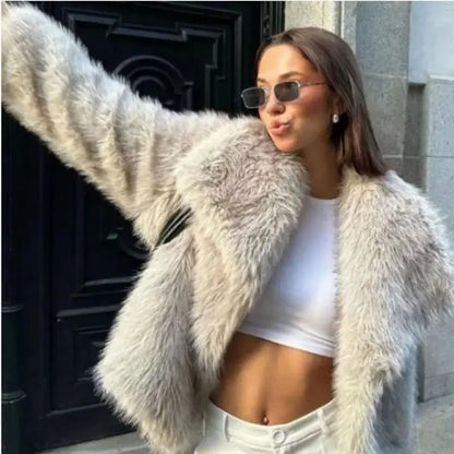 Women's Faux Fur Jacket Loose Long-Sleeved Coat Toca Fox Design Autumn/Winter 2025 Collection