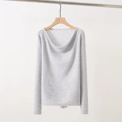 Casual Knitted Sweater Women's Slim Fit Fashionable Early Autumn Wind Neckline Y733203 Street Style Thin Long Sleeve Pure Color