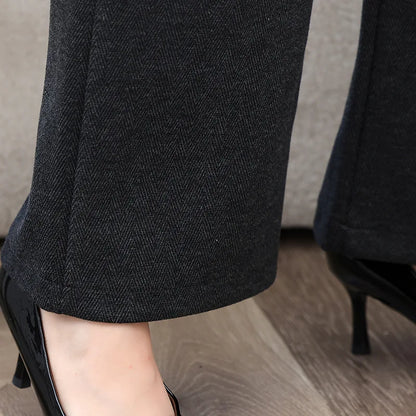 High Waist Straight Leg Pants plus Size Loose Fit Autumn Winter Korean Style Slimming Casual Trousers for Middle-Aged And Eld...