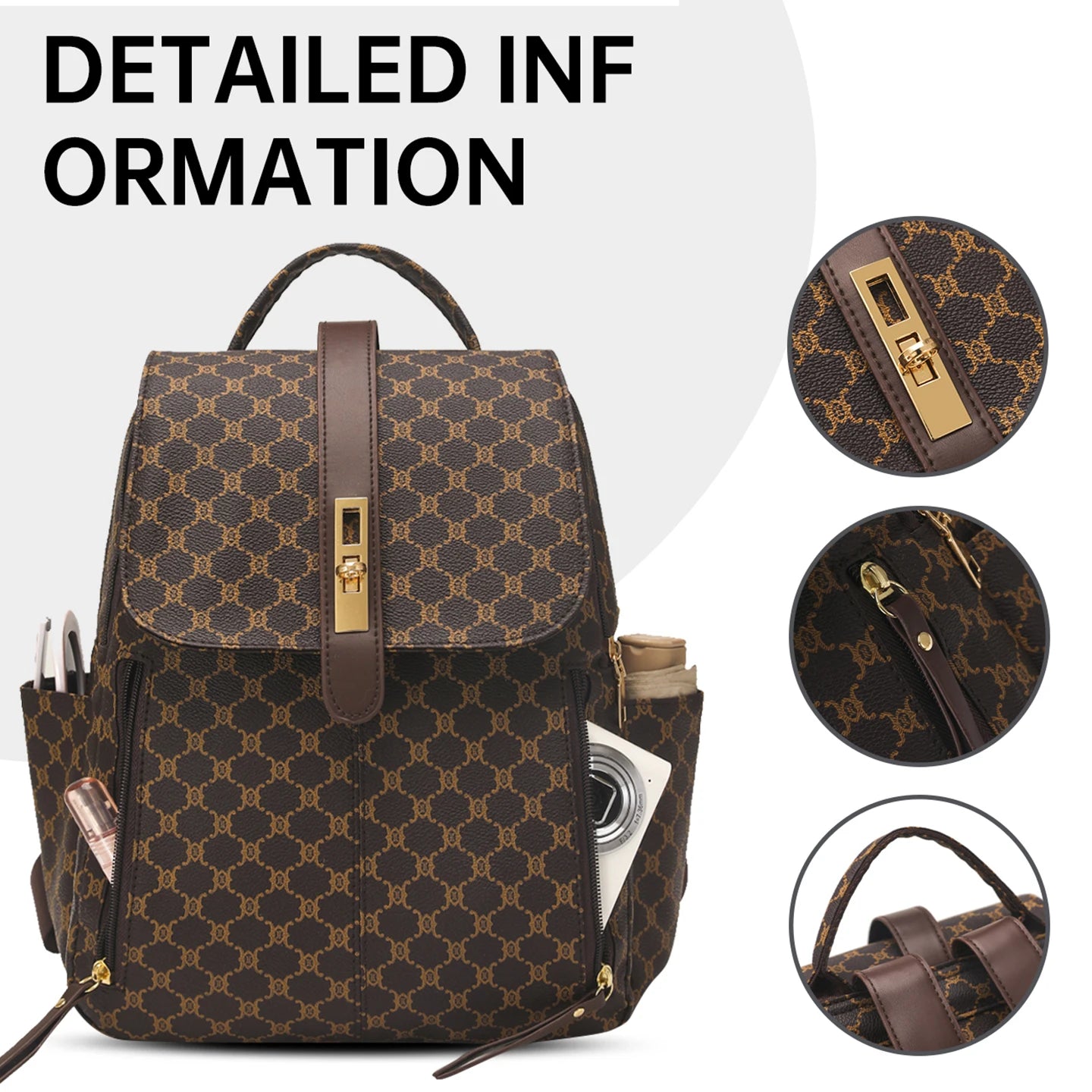 Patterned Backpack for Women 2026 New Travel Backpack Large Capacity Retro Casual Mom's Daily Commute to Work