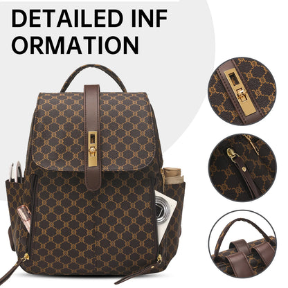 Patterned Backpack for Women 2026 New Travel Backpack Large Capacity Retro Casual Mom's Daily Commute to Work