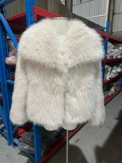 Women's Faux Fur Jacket Loose Long-Sleeved Coat Toca Fox Design Autumn/Winter 2025 Collection