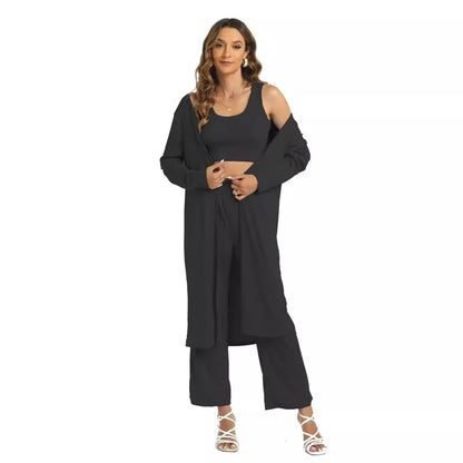 Middle East Muslim Women's Three-Piece Set Tank Top Loose plus Size Sexy Long Pants Gown for Muslim Women's Fashion