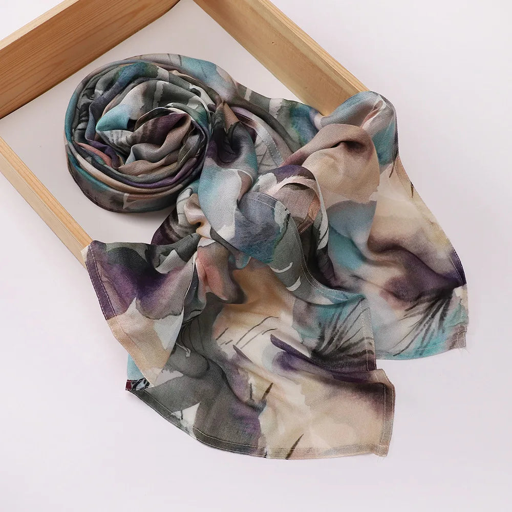 Premium Printed Hijab Headscarf Soft Breathable Hijab Muslim Women Islam Cotton Shawls and Wraps Viscose Modal Hijab