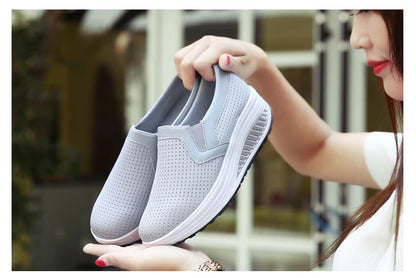 Womens Shoes 2026 Summer Swing Casual Air Mesh Breathable Wedges Sport Femme Platform Shoes Zapatos Sneakers Women