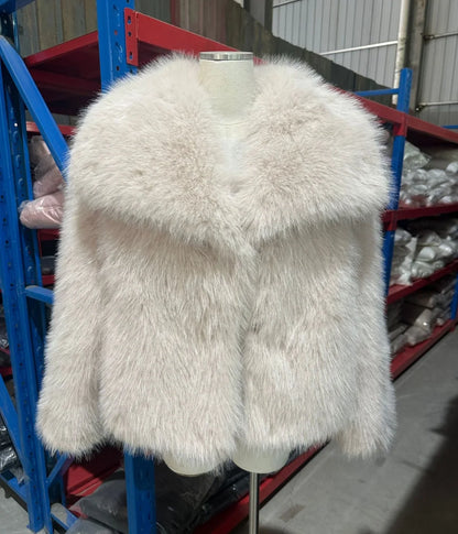 Women's Faux Fur Jacket Loose Long-Sleeved Coat Toca Fox Design Autumn/Winter 2025 Collection
