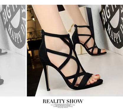 BIGTREE Shoes Roman Style High Heels Woman Pumps Stiletto Heels 11 Cm Women Heels Sexy Party Shoes Hollow Out Women Sandals 2026