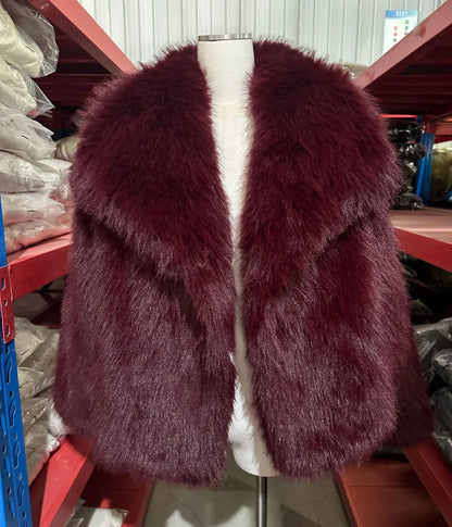 Women's Faux Fur Jacket Loose Long-Sleeved Coat Toca Fox Design Autumn/Winter 2025 Collection