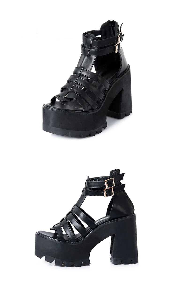 chunky heel sandals punk shoes Sandals High Heels Platform Sandals 2026 Women Summer Shoes women's sandal chunky shoes