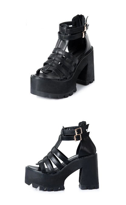 chunky heel sandals punk shoes Sandals High Heels Platform Sandals 2026 Women Summer Shoes women's sandal chunky shoes