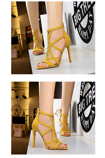 BIGTREE Shoes Roman Style High Heels Woman Pumps Stiletto Heels 11 Cm Women Heels Sexy Party Shoes Hollow Out Women Sandals 2026