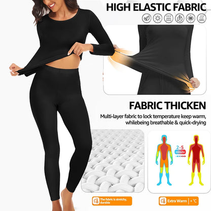 Thermal Underwear for Women Long Johns Base Layer Cold Weather Top Bottom Women's Underwear Set