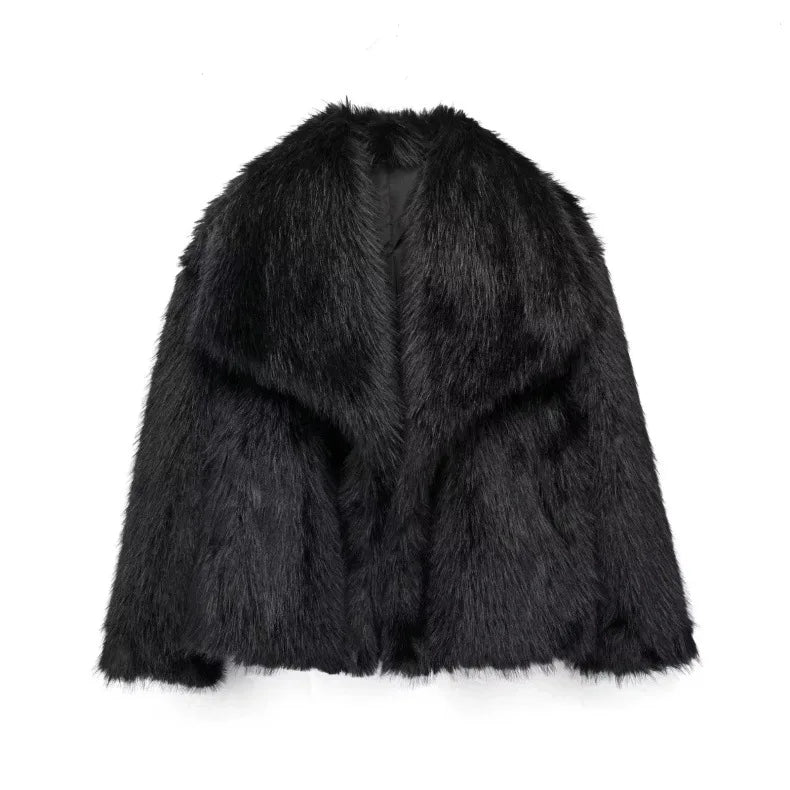 Women's Faux Fur Jacket Loose Long-Sleeved Coat Toca Fox Design Autumn/Winter 2025 Collection