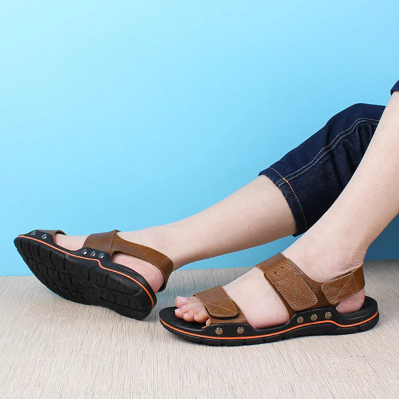 Men's New Summer Breathable Men's Sandals Fashion Trend Beach Shoes Slippers Sandals Mens Sandals Summer Genuine Leather Sandals