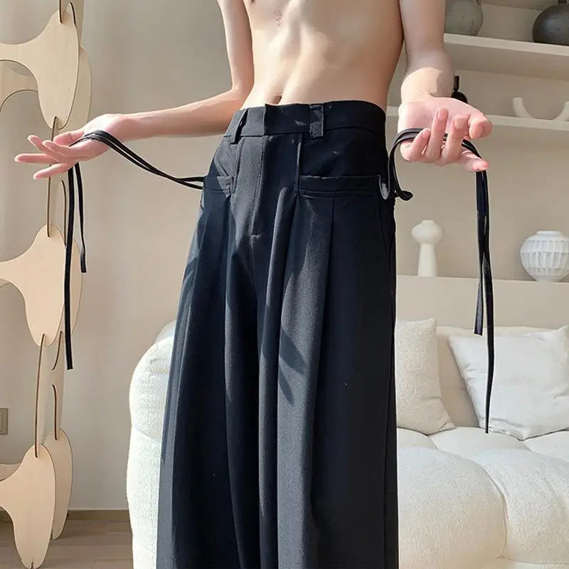 Casual Pants Men Baggy Simple Elegant Handsome Smart  British Style All-match Daily Soft Full-length Trousers High Street