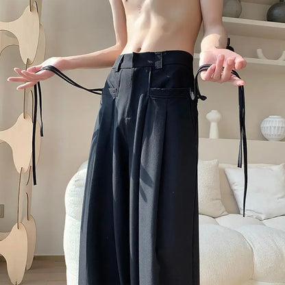 Casual Pants Men Baggy Simple Elegant Handsome Smart  British Style All-match Daily Soft Full-length Trousers High Street