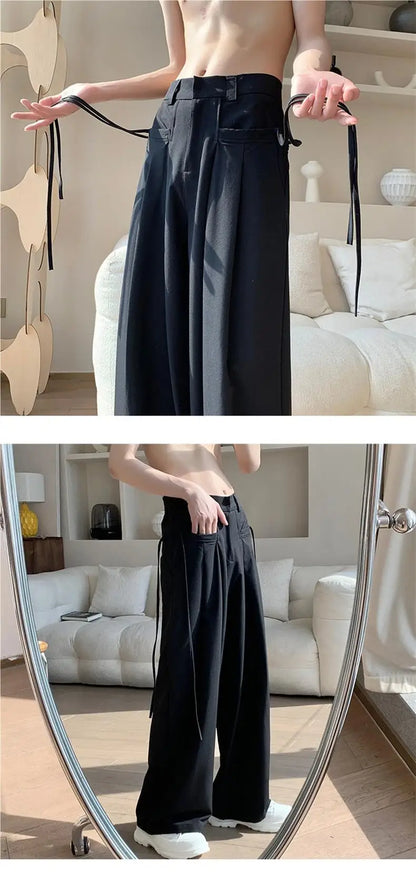 Casual Pants Men Baggy Simple Elegant Handsome Smart  British Style All-match Daily Soft Full-length Trousers High Street