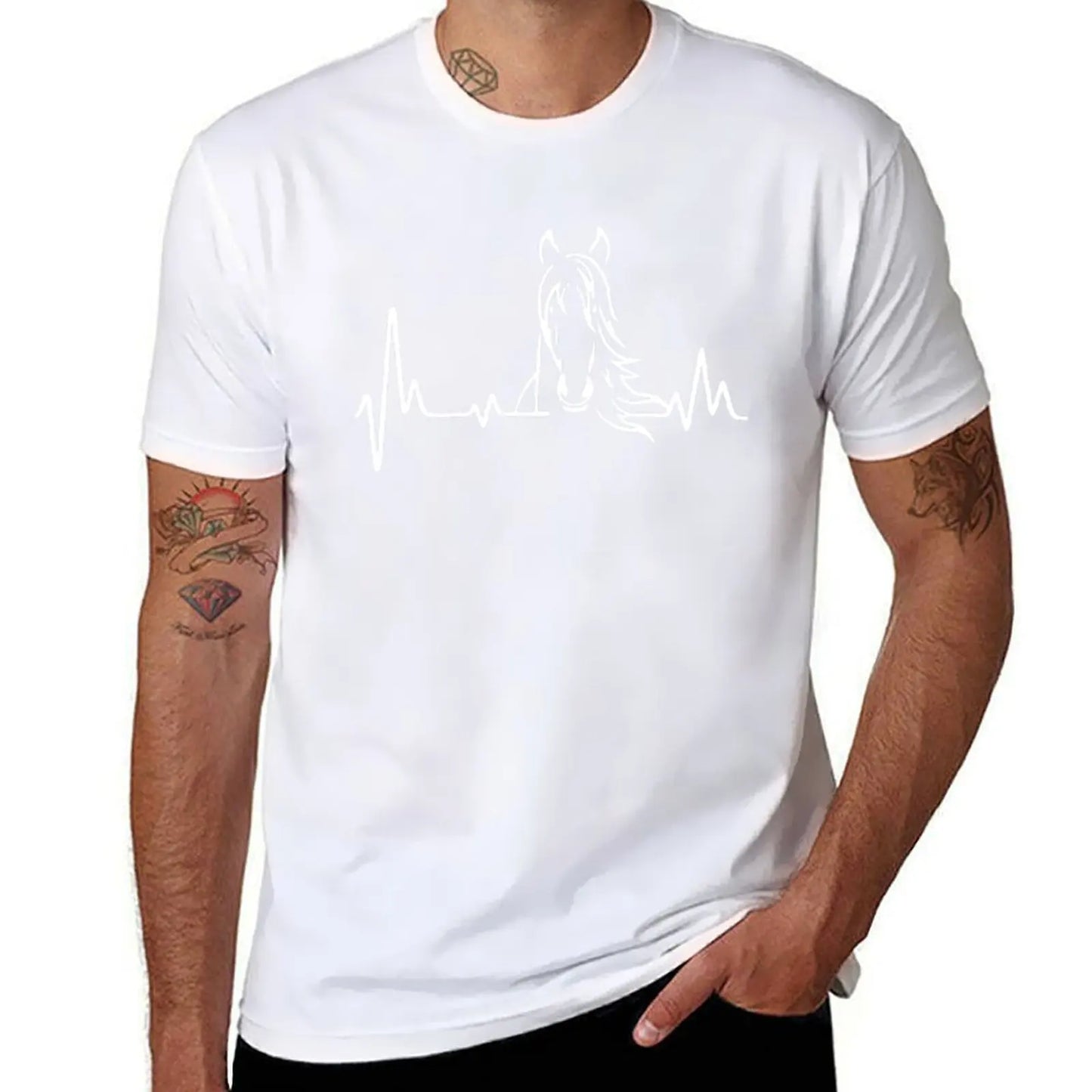 Horse Heartbeat T-Shirt Work Duty Casual T-Shirt