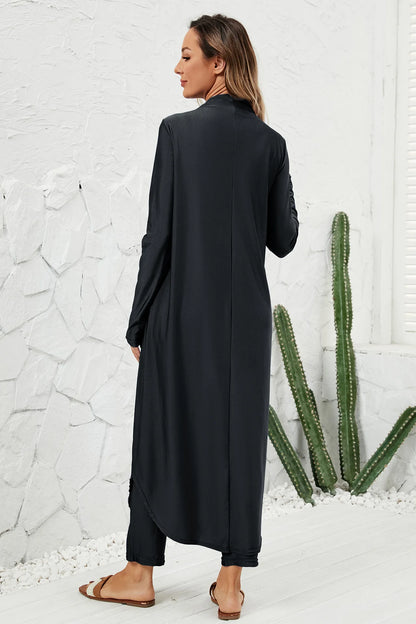 Black Modest Swimwear Women with Swim Cap 2025 Summer Swimsuit 3 Piece Set Burkini Muslim Mujer Robe Femme Musulmane Clothing