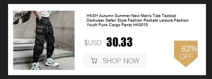 HKSH Men's Tide Classic Thicken Pure Cotton Fleece Harem Pants Suspension Sports Casual Trousers Dark Chic Grey RO Style HK1394
