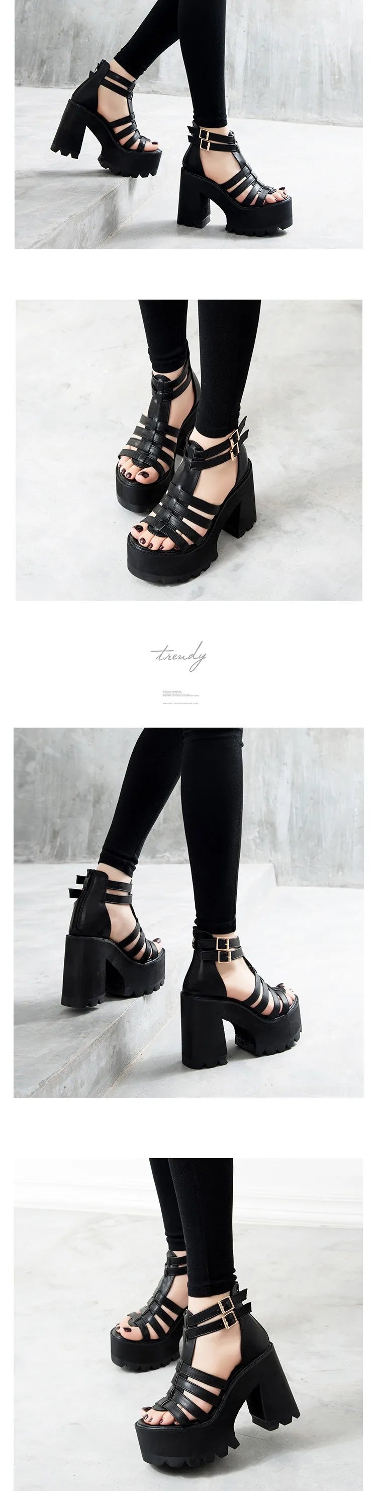 chunky heel sandals punk shoes Sandals High Heels Platform Sandals 2026 Women Summer Shoes women's sandal chunky shoes
