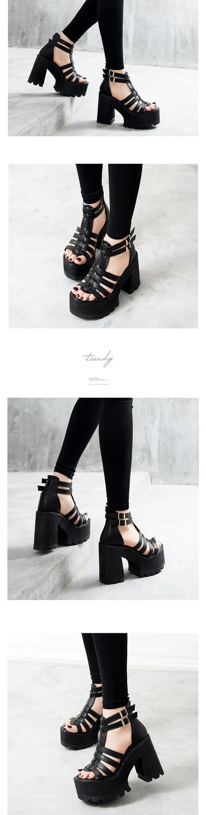 chunky heel sandals punk shoes Sandals High Heels Platform Sandals 2026 Women Summer Shoes women's sandal chunky shoes