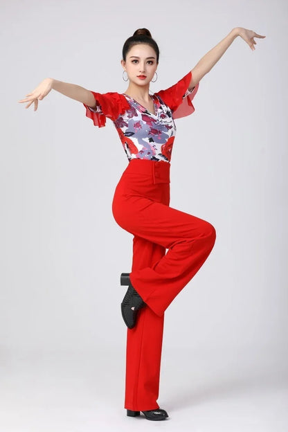 Ballroom Modern Dance V Neck Festival Tops Women Jazz Batwing 6R9GN76D Sleeve Street Adult Costume Original Carnival Latin Pole