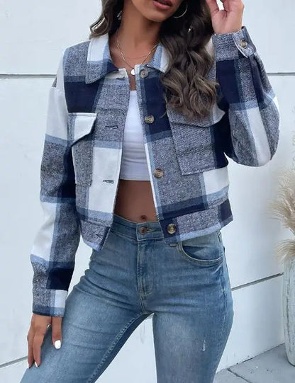 Women's Coat 2025 Autumn & Winter Female Daily Clothing Plaid New Fashion Casual Cardigan Retro Lapel Jacket Jacket for Women