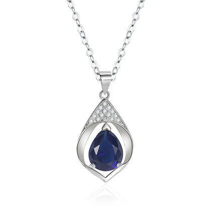 Solid S925 Sterling Silver Blue Sapphire Jewelry Gemstone for Women Collares Mujer Silver 925 Jewelry Sapphir Gemstone Necklaces