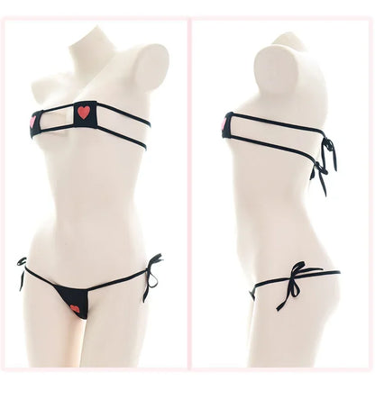 Japanese Sexy Lingerie Lolita Kawaii Mosaic Cartoon Anime Mini Bikini Adult Cosplay Erotic Costumes Bra Women Underwear Set