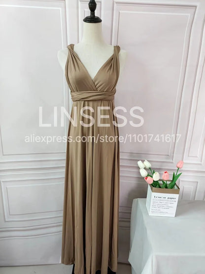 Multiway Bridesmaid Dress Infinity Outfit Floor Length Maxi Wrap Convertible Dresses Wedding Dress Multi-way Rust Dress
