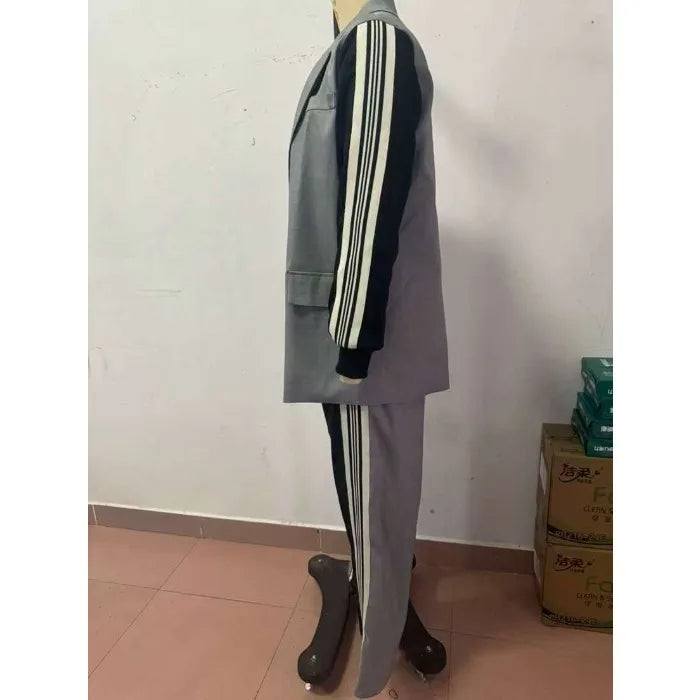 Casual Two Piece Sets Womens Outifits Fall Long Sleeved Patchwork Double Breasted Suit Coat Loose Pant Two-piece Set Winter 2024