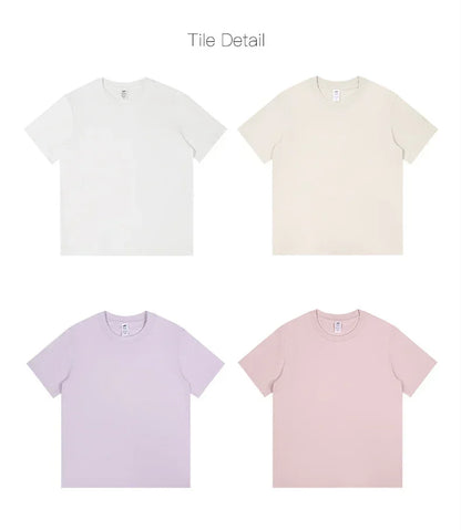 Men's 230g Heavy Cotton Short-sleeved T-shirt Men Pure Cotton Loose Solid Color Bottoming Shirt Trendy Man T-shirt Tops Clothes