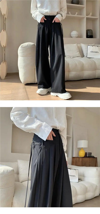 Casual Pants Men Baggy Simple Elegant Handsome Smart  British Style All-match Daily Soft Full-length Trousers High Street