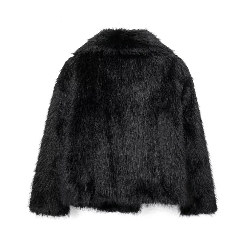 Women's Faux Fur Jacket Loose Long-Sleeved Coat Toca Fox Design Autumn/Winter 2025 Collection