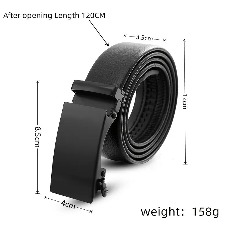 High-quality Men's Automatic Buckle PU Belt New Simple Men's Business Casual Belt Fashionable Men's Birthday Gifts