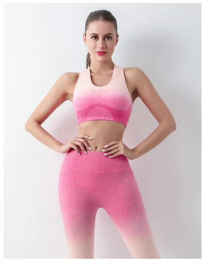 Summer Thin Yoga Trousers High-Waisted Push-Up Peach Hip Pants Gradient Tight Running Training Fitness Sport Suit