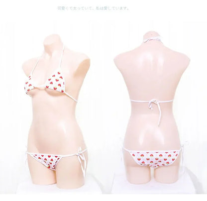 Japanese Sexy Lingerie Lolita Kawaii Mosaic Cartoon Anime Mini Bikini Adult Cosplay Erotic Costumes Bra Women Underwear Set