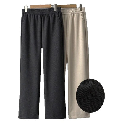 High Waist Straight Leg Pants plus Size Loose Fit Autumn Winter Korean Style Slimming Casual Trousers for Middle-Aged And Eld...