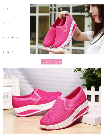 Womens Shoes 2026 Summer Swing Casual Air Mesh Breathable Wedges Sport Femme Platform Shoes Zapatos Sneakers Women
