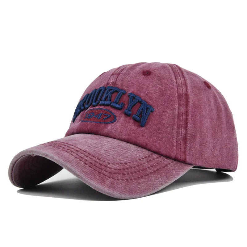 Unisex Washed Cotton Vintage Caps Letter Embroidery Baseball Cap Men And Women Summer Outdoor Soft Top Sports Snapback Bone Hats