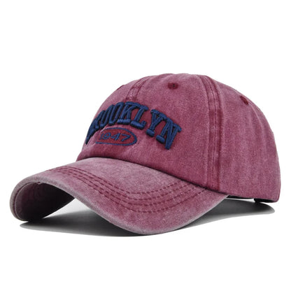 Unisex Washed Cotton Vintage Caps Letter Embroidery Baseball Cap Men And Women Summer Outdoor Soft Top Sports Snapback Bone Hats