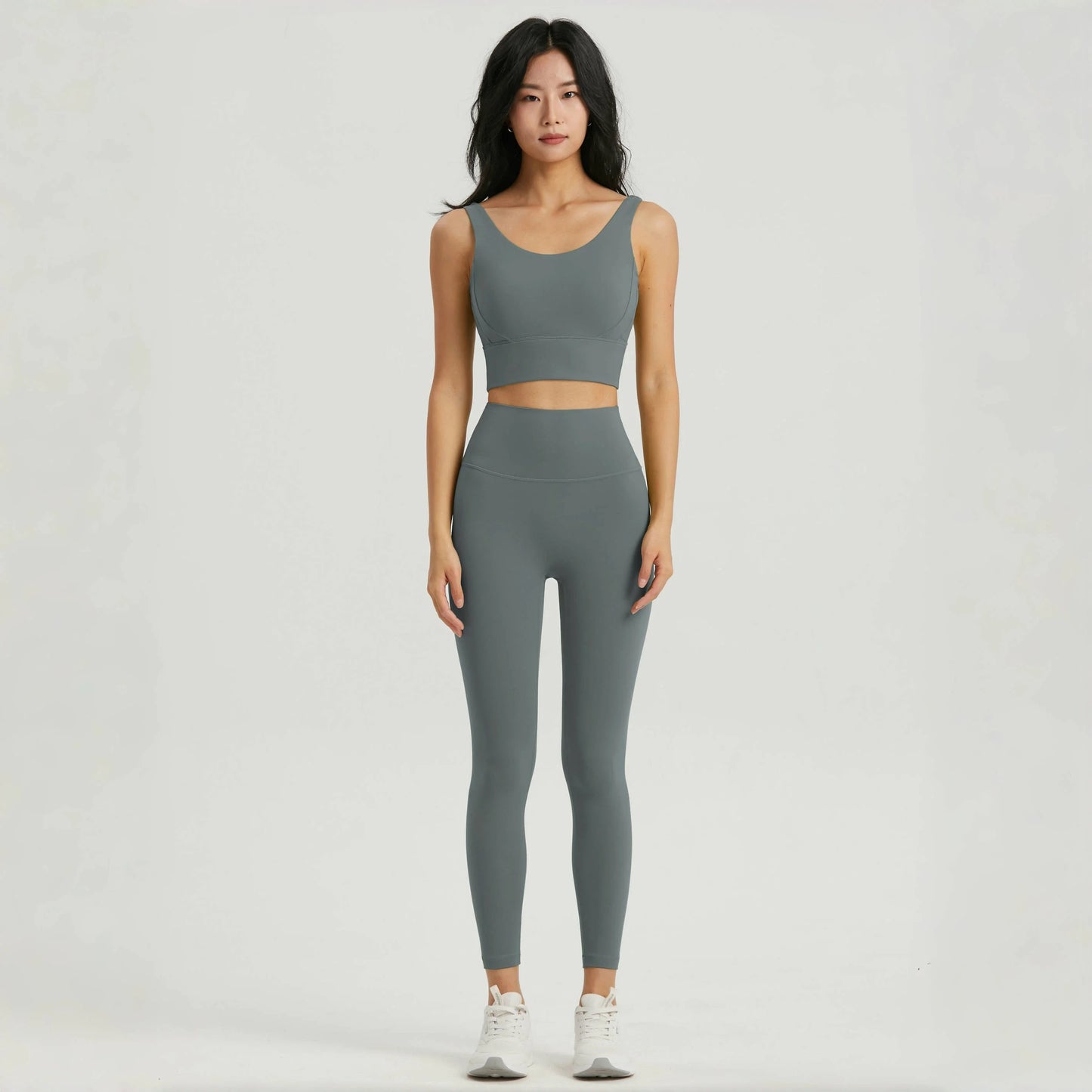 Seamless Yoga Set Women Gym Clothing Sports Bra Semi-Fixed Cups Workout Tops Anti Rolling Yoga Leggings with Pocket Tights