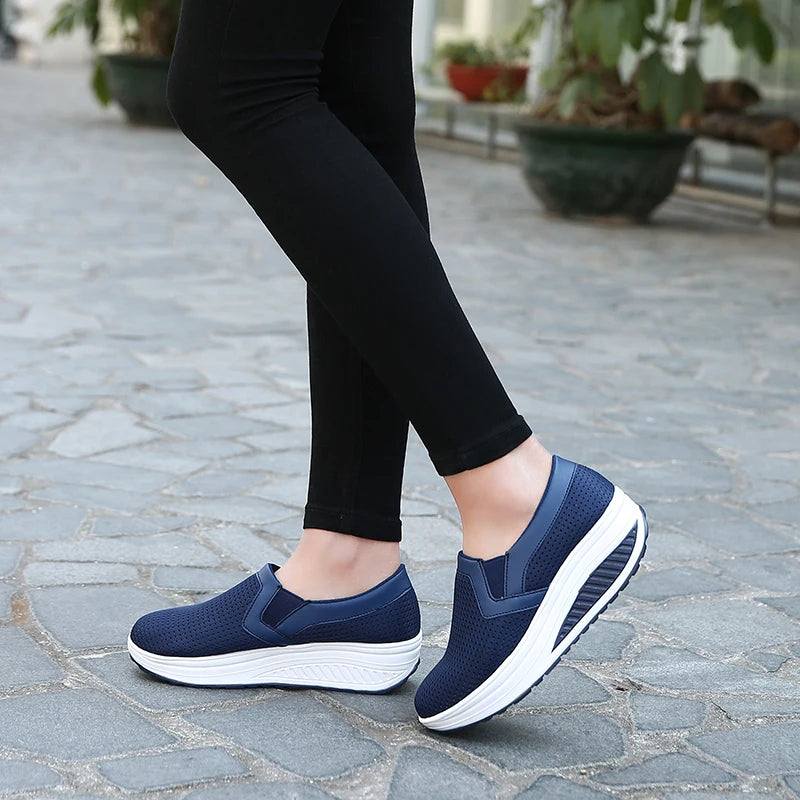 Womens Shoes 2026 Summer Swing Casual Air Mesh Breathable Wedges Sport Femme Platform Shoes Zapatos Sneakers Women
