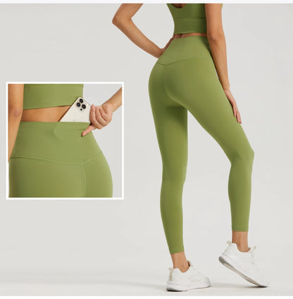 Seamless Yoga Set Women Gym Clothing Sports Bra Semi-Fixed Cups Workout Tops Anti Rolling Yoga Leggings with Pocket Tights