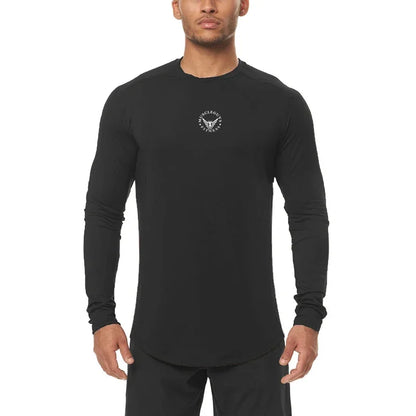 Mens Gym Mesh Quick-drying Clothing Cool Fitness Casual Clothing Fitness Comfortable Fashion Long Sleeve Slim Sporting Tshirt