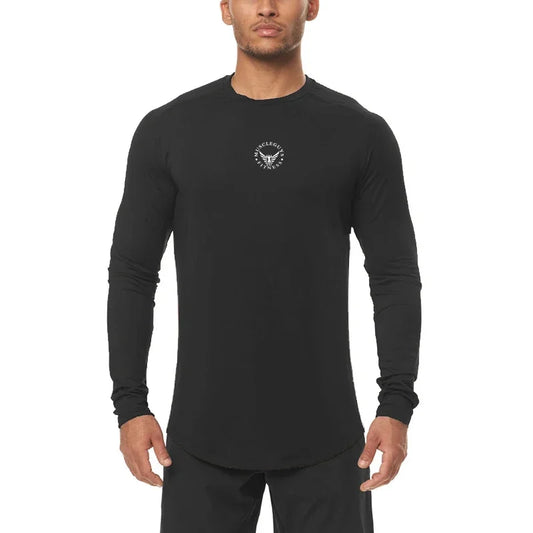 Mens Gym Mesh Quick-drying Clothing Cool Fitness Casual Clothing Fitness Comfortable Fashion Long Sleeve Slim Sporting Tshirt